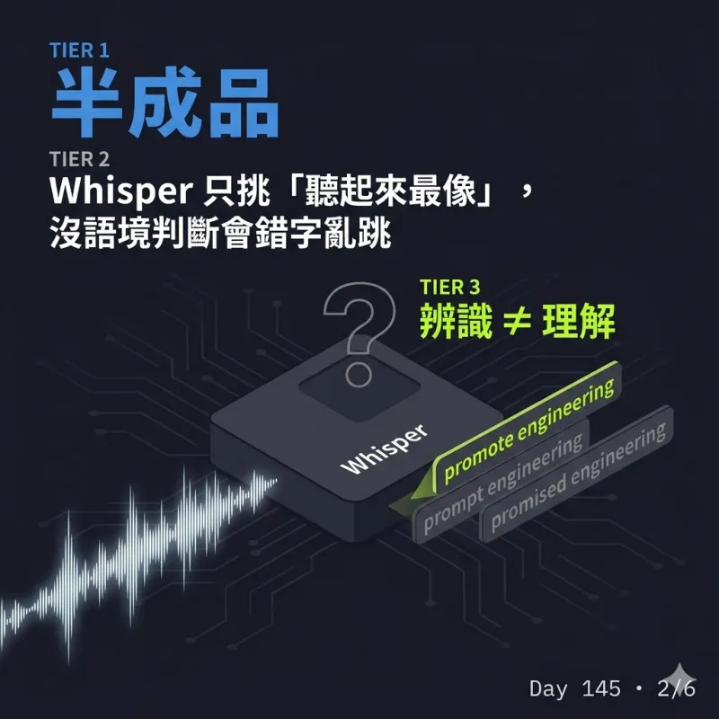 半成品：Whisper 只挑聽起來最像的字