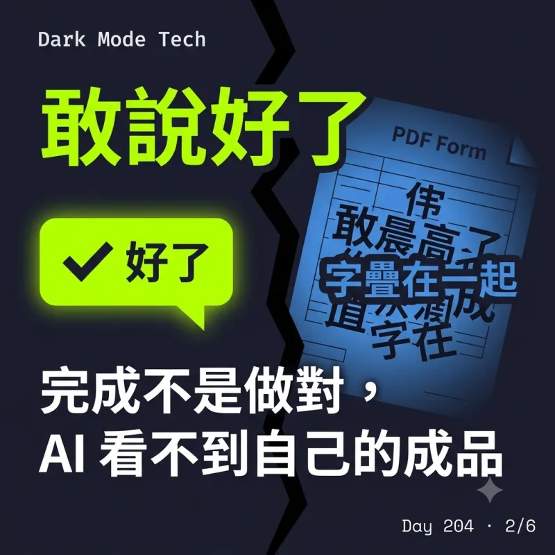 敢說好了：完成不是做對，AI 看不到自己的成品