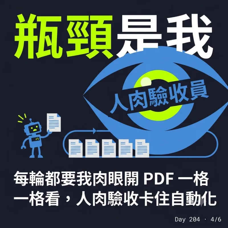 瓶頸是我：每輪都要我肉眼開 PDF 一格一格看