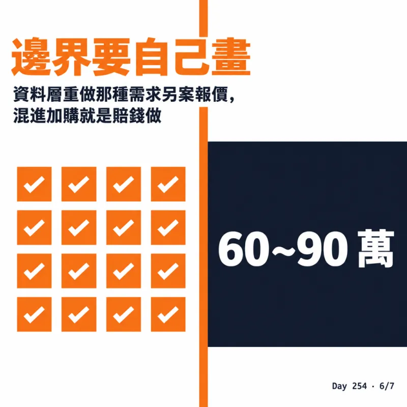邊界要自己畫：資料層重做那種需求另案報價